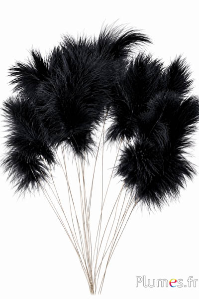 Panicule 3 piume - altezza 36 cm - nero